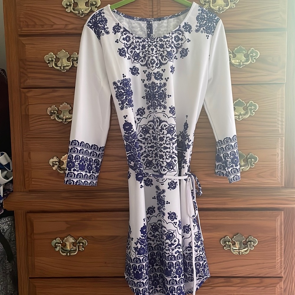 Beautiful white and blue Dress